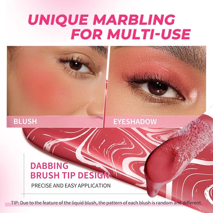 4 Colors Liquid Blush Makeup Kit, Long Lasting Pigmented Natural Matte Face Blush Cream Gel, Lightweight, Blendable, Cruelty Free Women Face Cosmetics Set 4Pcs-VivaGrace Women