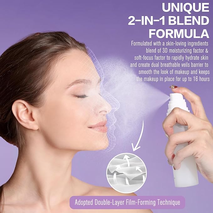 UCANBE Dewy Setting Spray for Makeup, Long Lasting Hydrating Make Up Finishing Spray for Face, Micro-Fine Mist Fixing Spray for Dewy Glow Finish, Lightweight & Waterproof for up to 16 Hours Wear-VivaGrace Women