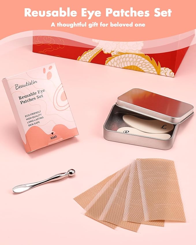 Under Eye Patches Silicone - Reusable Eye Patches + Silicone Fixing Tape Cuttable, Eye Wrinkle Patches, Reusable Eye Mask, Plump Fine Lines & Wrinkles, Eye Cream Applicator + Tin Case-VivaGrace Women