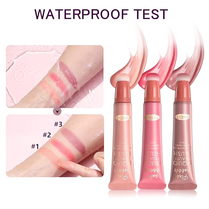 Liquid Blush Beauty Wand Matte Cream Blush Stick with Soft Cushion Applicator For Natural Cheek Tint Blendable Lightweight Long Lasting Dewy Finish makeup blush for Face(01 Nude Orange)-VivaGrace Women