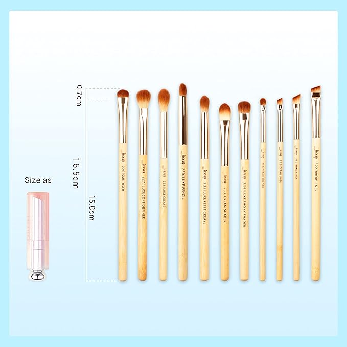 Jessup Eye Makeup Brushes Set, Premium Synthetic Eyeshadow Blending Concealer Eyebrow Eyeliner Brush, 15pcs Labeled Bamboo Make Up Brushes T137-VivaGrace Women