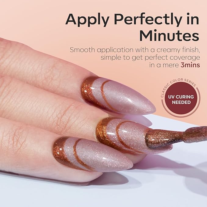 modelones Chameleon Gel Nail Polish Set, 6 Colors Fall Gel Polish Kit Nude Brown Glitter Shimmer Soak Off LED Nail Lamp Gel Nail Kit Home Gift DIY Salon For Women Girl-VivaGrace Women