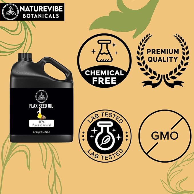 Naturevibe Botanicals Flaxseed Oil 32 Ounces | 100% Pure and Natural | Great for Skin Care and Hair Care-VivaGrace Women