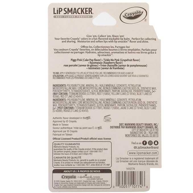 Lip Smacker Crayola Crayon Stackable Flavored Clear Balm Pink, Pinks, 0.03 Ounce-VivaGrace Women