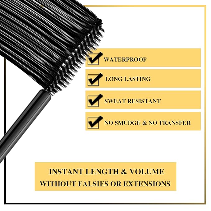 Mascara Black Waterproof Volume & Vegan & Cruelty Free Mascara Makeup Set Holiday Gift for Beauty Lovers