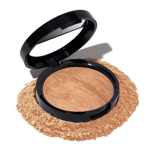 LAURA GELLER NEW YORK Award-Winning Baked Balance-n-Brighten Color Correcting Powder Foundation - Golden Medium - Buildable Light to Medium Coverage - Demi-Matte Natural Finish-VivaGrace Women