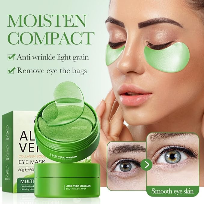 Under Eye Patches for Dark Circles, Puffiness and Eye Bags, Aloe Vera Eye Mask,Wrinkle Treatment Anti-Aging Rejuvenating Moisturizing Skin Care 60PCS Collagen Eye Gel Pads Anti-Wrinkle Eye Patches-VivaGrace Women