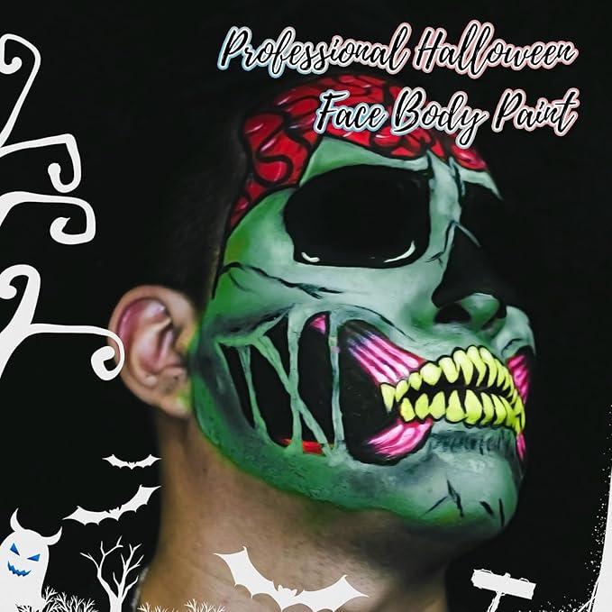 Green Water Based Face Body Paint for St. Patrick’s Day, 2.37 OZ Large Tube Full Coverage Face Paint for Cosplay Gamora Hulk Witch, Washable Green Body Painting Cream Adult Halloween SFX Makeup-VivaGrace Women