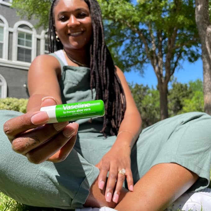 Vaseline Lip Therapy Aloe Fresh - Hydrating Lip Balm Pack, Vaseline Stick, Lip Moisturizer for Dry Lips, 0.16 Oz Each (Pack of 12)-VivaGrace Women