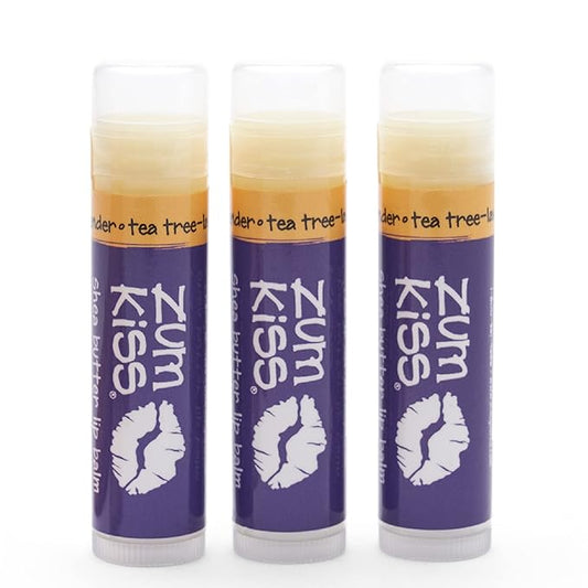 Zum Tea Tree-Lavender Kiss Stick (Pack of 3) with Certified Organic Sunflower Seed Oil, Beeswax, Shea Butter, Pure Essential Oils, Candelila Wax, Vitamin E and Honey, 0.15 oz-VivaGrace Women