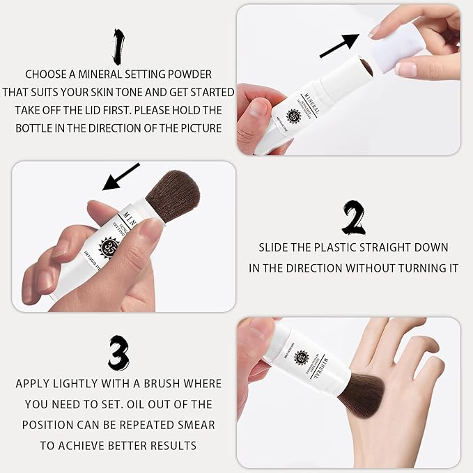 Mineral Sunscreen Setting Powder, SPF 35 Translucent Loose Powder, Mineral Brush Powder, Oil Control Natural Matte Finish, Lasting Lightweight Breathable for All Skin (#03 White)-VivaGrace Women