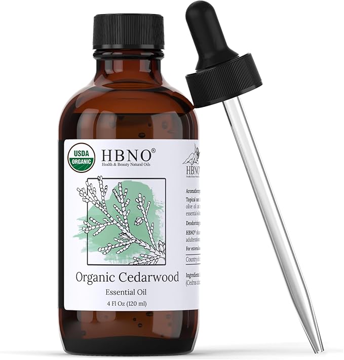 HBNO Organic Cedarwood Essential Oil - Huge 4 oz (120ml) Value Size - USDA Certified Organic Cedarwood Essential Oil for Aromatherapy, Soap Making, DIY, Fragrances, Diffuser.-VivaGrace Women