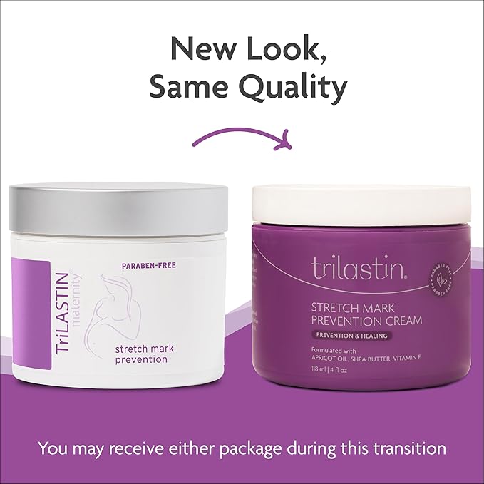 TriLASTIN Maternity Stretch Mark Prevention Cream (4Oz) - Hypoallergenic & Paraben-Free for Pregnancy & Postpartum - Maternity Belly Cream (2 Pack)-VivaGrace Women