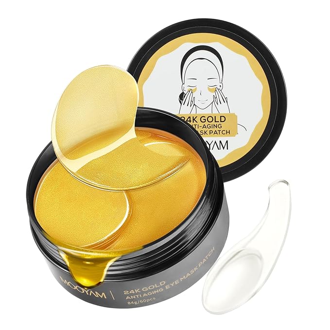 24k Gold Eye Treatment Maks 60PCS Under Eye Patch Cooling Under Eye Pads for Brightening Repairing and Refreshing Your Skin Under Eye Mask, Beauty Skin Care(gold)-VivaGrace Women