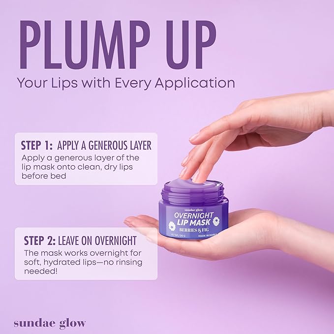 Berries & Fig Lip Mask - Dermatologist Tested, Anti-Aging, Korean Skin Care, Deep Hydration, Overnight Lip Repair - Non- GMO, Vegan, Clean Beauty, 95% Natural, Cruelty-Free - 1 Pack-VivaGrace Women