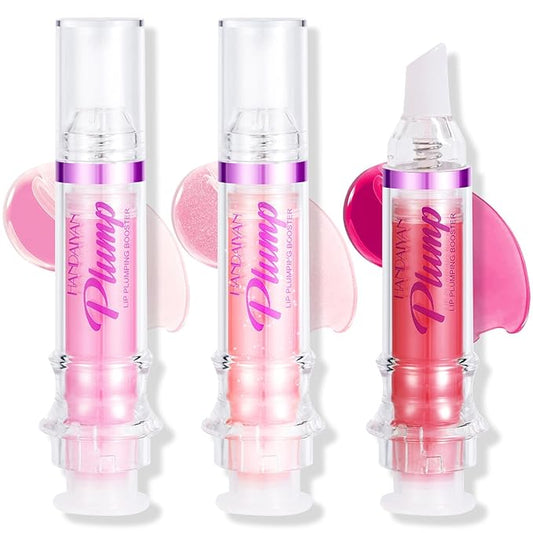 Natural Spicy Lip Plumping Booster Lip Plumping Oil，Lip Plumper Gloss, Ultra-Hydrating & Nourishing Plump and Pout Lip Plumper, Glossy Finish Fuller Lip Plumping Lip Gloss for Women Girls(3PC)-VivaGrace Women