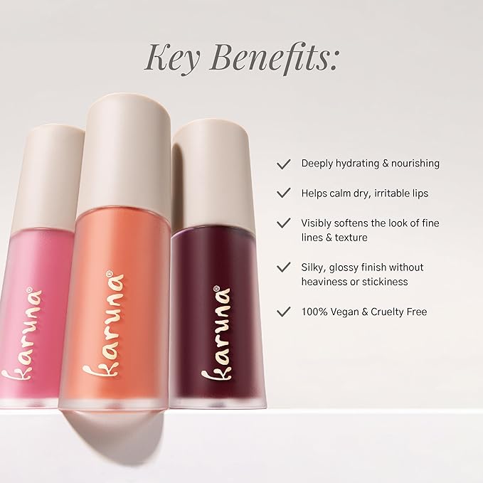 Karuna Skin - Tinted Lip Oil, Soothing & Moisturizing Lip Products with Peptides, Antioxidants, Hydrating Flattering Vegan Lip Tint, Pause, 4.8 mL/0.16 fl. oz-VivaGrace Women
