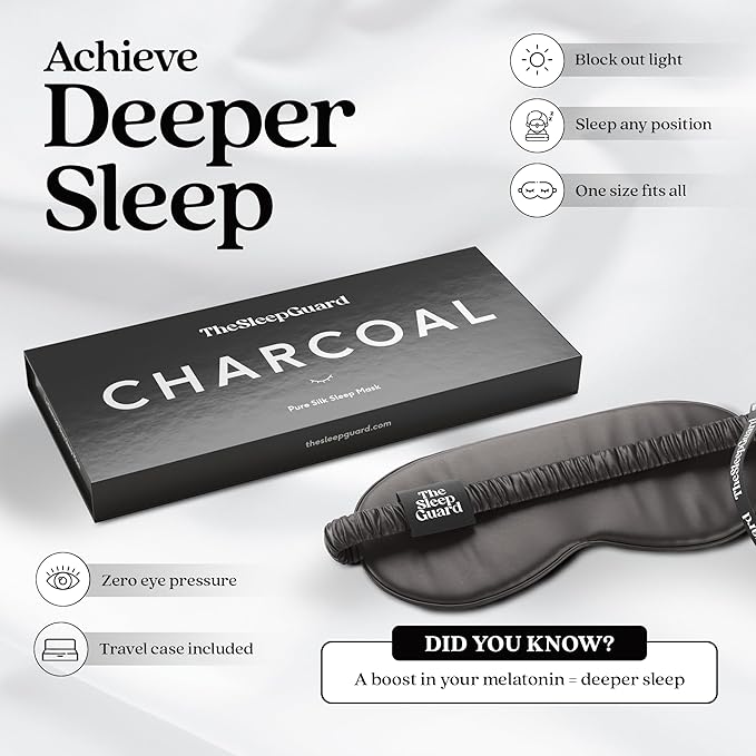 Pure Silk Sleep Mask [100% 6A Mulberry Silk, 22 Momme] Light Blocking Travel Essentials. Eye Masks for Sleeping. Black Oeko-Tex Blindfold. Eye Covers for Men & Women-VivaGrace Women