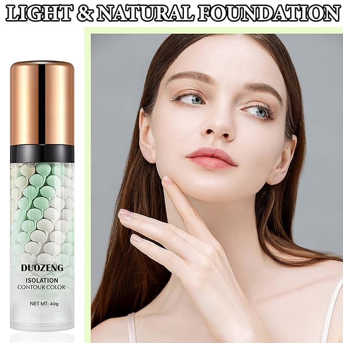 1 Pcs One Step Color Corrector,Natural Isolation Cream,Face Primer Makeup Tricolor Moisturizer,Oil Control & Moisturizing Skin Tone Correcting Primer Concealer Foundation Set B-VivaGrace Women