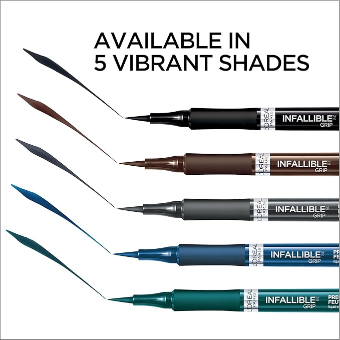 L'Oreal Paris Cosmetics Paris Makeup Infallible Grip Precision Felt Eyeliner, Smudge Resistant, Long Lasting Waterproof Eyeliner, Blue, Blue, 0.03 fl oz