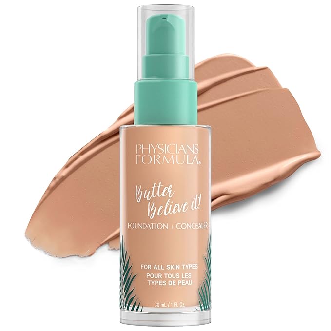 Physicians Formula Butter Believe It! Foundation + Concealer, Light-to-Medium | Dermatologist Tested, Clinicially Tested-VivaGrace Women