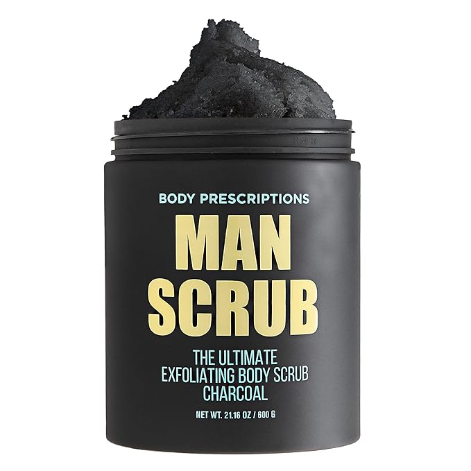 Body Prescriptions Men’s Exfoliating Body Scrub – Ultimate Skin Cleansing Wash in Jar with Twist-Top Lid, For All Skin Types, 21 Ounce (Pack of 1), Charcoal-VivaGrace Women