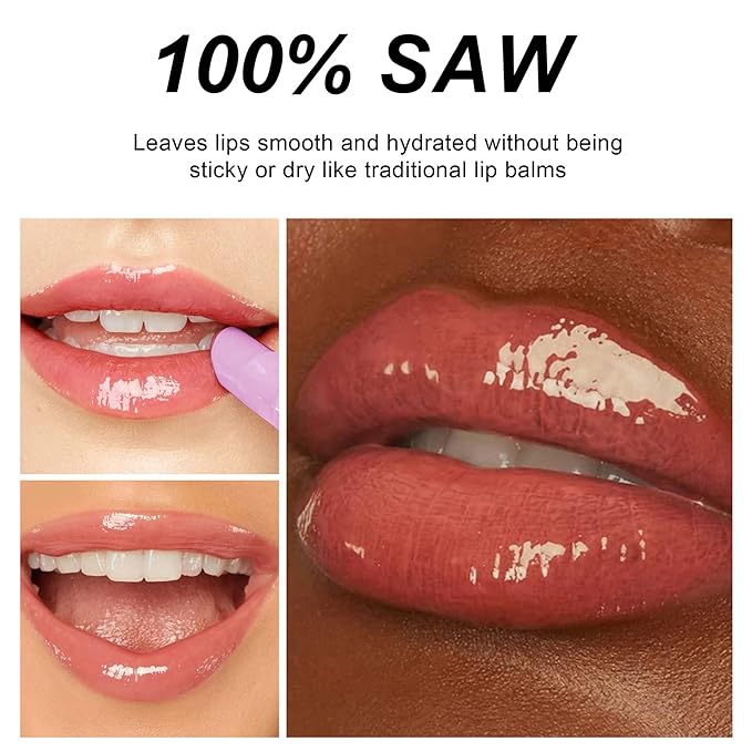 MAEPEOR Nourishing Lip Balm 8 Colors Smooth Moisturizing Lip Glow Gloss Non-Sticky and Long-lasting Hydrating Jelly Lip Balm for Women and Girls (Color 08)-VivaGrace Women