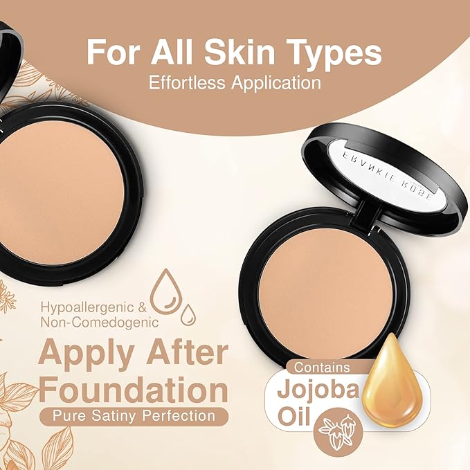 Frankie Rose Cosmetics Powder Foundation – Full Coverage Face Powder For Pores & Imperfections, Evens Out Skin Tone & Shine-Control | 58 Grams (Cream Puff)-VivaGrace Women