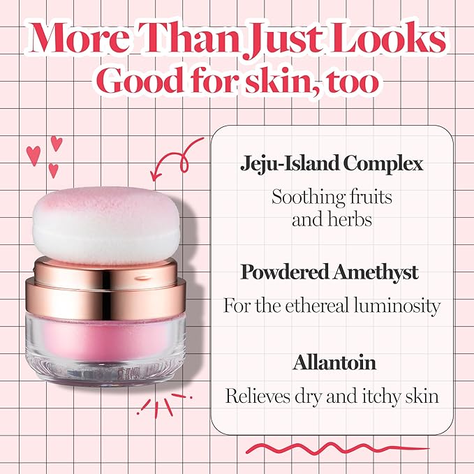 Hope Girl 3D Powder Blusher 0.17oz | Skin-Loving Korean Mini Blush for Cheeks and Eye Makeup w/Allantoin | K Beauty Cool Toned Vibrant Sunkissed Fine Powder Makeup Blush Cosmetics (#01 Sexy Rose)-VivaGrace Women