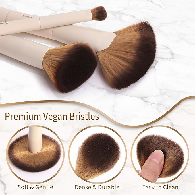 Makeup Brushes, Dual End Makeup Brush Set 7 Pcs, Foundation Contour Powder Concealer Eye Shadows Blush Make Up Brushes, Travel Gift Set, Cruelty-Free-VivaGrace Women