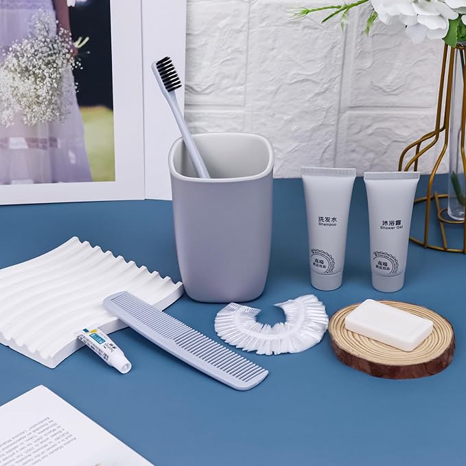 Hygiene Kit, Hygiene Kit Bulk, Travel Hygiene Kit With Toothbrush, Toothpaste, Comb, Shampoo, Shower Gel, Shower Cap And Soap, Individually Packed, Suitable For Hotel, Home, Travel (12 sets)-VivaGrace Women