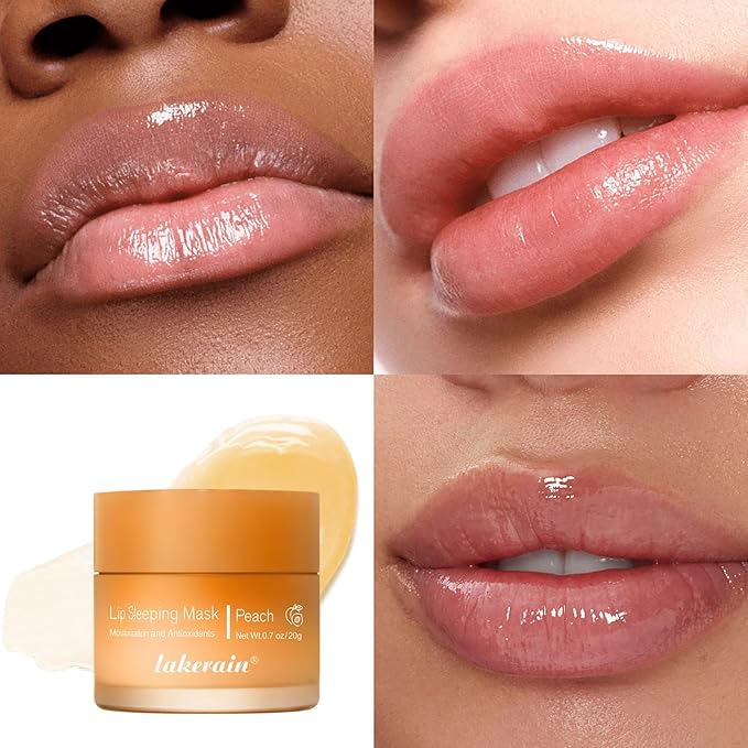 Lip Mask Sleeping,Nourish Hydrate Lip Mask,Lip Oil,Lip Balm, Lip Skin Care,Hydrating, Moisturizing Lip Lines Night Sleep Anti-chapped Lip Cream (Peach)-VivaGrace Women