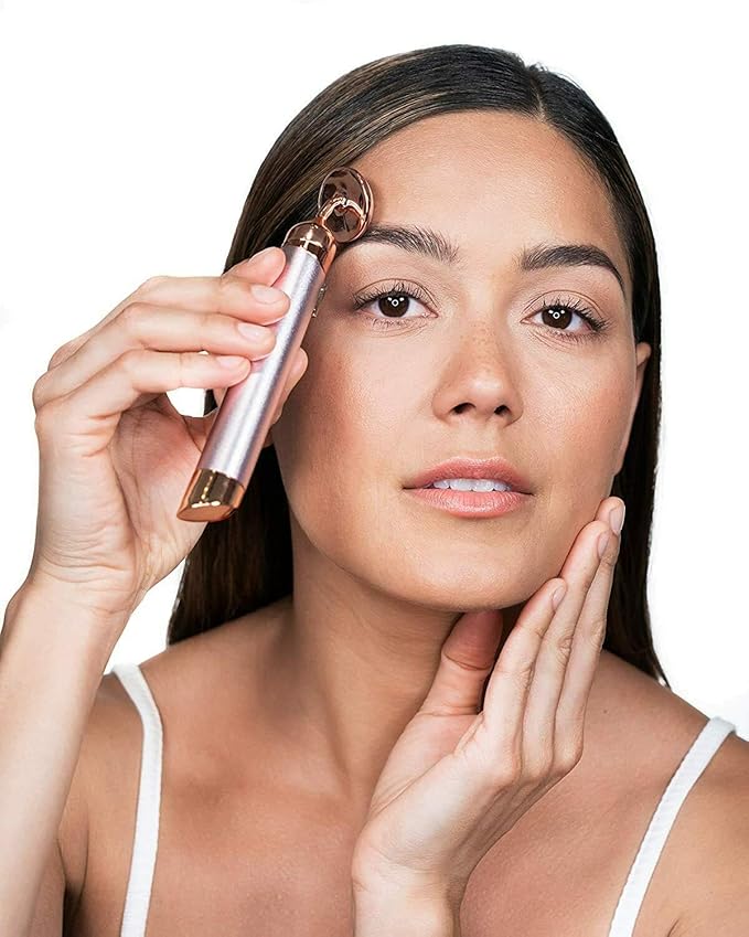 Finishing Touch Flawless Contour Vibrating Facial Roller & Massager, Rose Quartz-VivaGrace Women