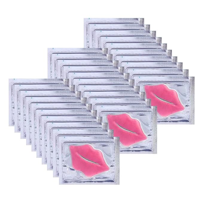 30 pieces of Moisturizing Collagen Crystal Lip Mask - Anti-Ageing & Anti Chapped, Reduce lip Wrinkles, Fade Lip Color, Make Skin Smooth And Firm Collagen Lip Pieces (Pink)-VivaGrace Women