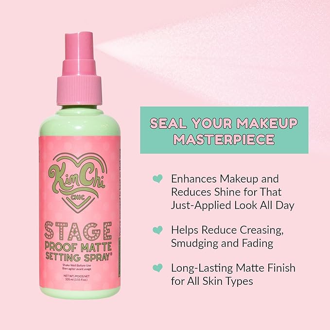 Kimchi Chic Beauty Stage Proof Matte Setting Spray, Makeup Finishing Mist and Fixative for All Skin Types, 3.55 fl oz-VivaGrace Women
