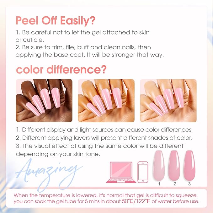 ROSALIND 28 Colors Poly Nail Gel Kit with Mini U V/LED Lamp White Nude Poly Nails Gel Kit Starter Kits With Slip Solution Pink Extensions Set for Nail Manicure Beginner-VivaGrace Women