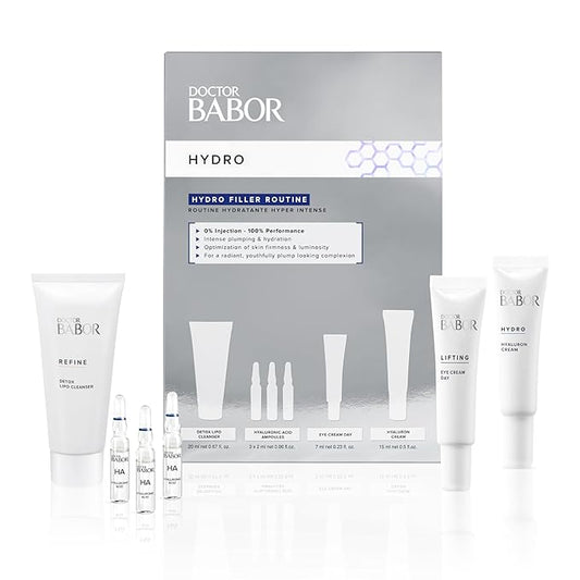 DOCTOR BABOR Hydro Filler Routine, Hyaluronic Acid Power Serum Ampoules, Lifting & Plumping Eye Cream, Target Wrinkles & Firmness, Radiant Results Skincare Set-VivaGrace Women