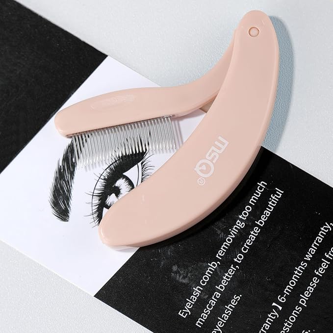 Eyelash Comb MSQ Eyelash Separator Tool Eyelash Comb Separator Folding Eyelash Brush Separator Lash Comb for Eyelash Makeup Brush (khaki)-VivaGrace Women