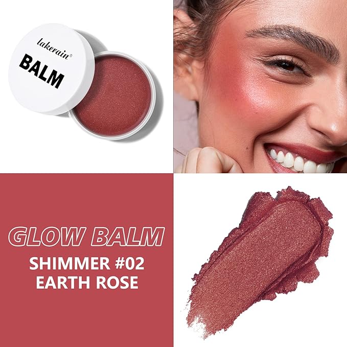 KYDA Miracle Glow Balm, Glow Tinted Blush Balm, Multiuse Face Balm for Cheek Lips Eyes, Hydrating Cream Blush, Blendable Lightweight, Shimmer Blusher, Earth Rose, 1.76 oz-VivaGrace Women