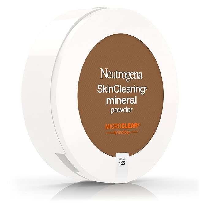 Neutrogena SkinClearing Mineral Acne-Concealing Pressed Powder Compact, Shine-Free & Oil-Absorbing Makeup with Salicylic Acid to Cover, Treat, & Prevent Breakouts, Chestnut 135,.38 oz-VivaGrace Women