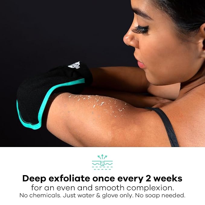 Dermasuri Deep Exfoliating Glove for Shower - Scrubbing Mitt Body Scrubber Gloves Skin Exfoliator & Eliminates Dead Skin - Keratosis Pilaris Scrub Spray Tan Remover - Korean Skincare for Body (2 Pack)-VivaGrace Women