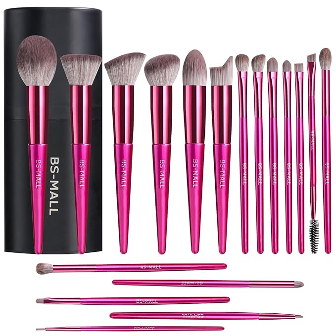 BS-MALL Makeup Brush Set 18 Pcs Premium Synthetic Foundation Powder Concealers Eye shadows Blush Makeup Brushes with black case-VivaGrace Women