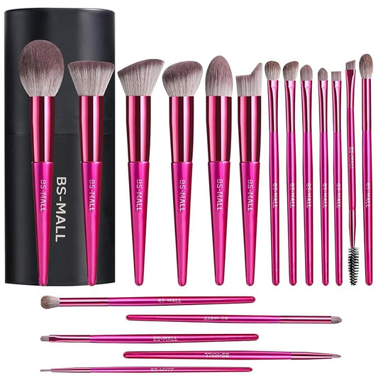 BS-MALL Makeup Brush Set 18 Pcs Premium Synthetic Foundation Powder Concealers Eye shadows Blush Makeup Brushes with black case-VivaGrace Women