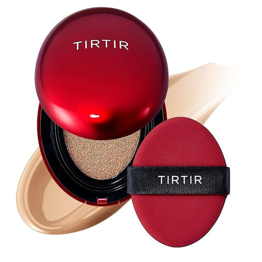 TIRTIR Mask Fit Red Cushion Foundation | Full coverage, Weightless, Skin fit, Satin Glow Finish, Korean Makeup, beauty, Tattoo cover up, Buildable (#33N Macchiato / 0.63 Fl Oz)-VivaGrace Women