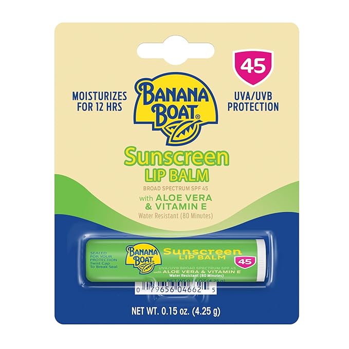 Banana Boat Sunscreen Lip Balm SPF 45 with Aloe Vera & Vitamin E, 0.15oz | Lip SPF, Aloe Vera Lip Balm with SPF, Vitamin E Lip Balm, Moisturizing Lip Balm, Lip Sunblock, Travel Sunscreen, 0.15oz-VivaGrace Women