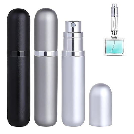 Travel Refillable Perfume Atomizer Bottle 3-Pack 5ml Leakproof Travel Perfume Refillable Bottle (Black Gray & Silver)-VivaGrace Women