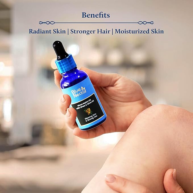 Blue Nectar Ayurveda Navel Oil with Ghee & Olive for Belly Oiling | Natural Belly Button (Nabhi) Oil for Radiant Skin & Deep Hydration (22 Herbs, 1 Fl Oz)-VivaGrace Women