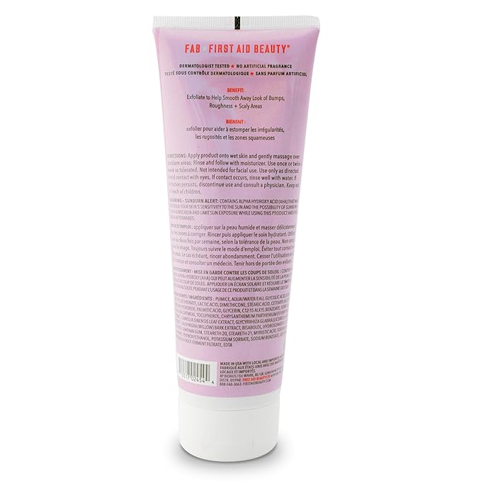 First Aid Beauty KP Bump Eraser Body Scrub Exfoliant for Keratosis Pilaris with 10% AHA – 8 oz + Bonus 1 oz Travel Size Tube-VivaGrace Women