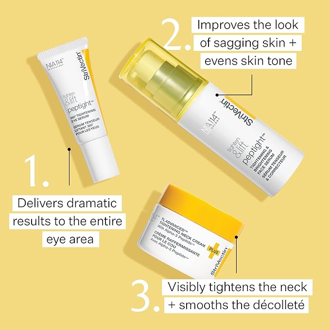 StriVectin Tighten & Lift Power Starters Trio Kit, 3 piece Peptide Kit for Face, Eyes and Neck, to help visibly reduce the look of Wrinkles and Fine Lines-VivaGrace Women