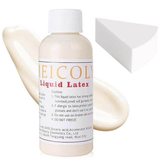MEICOLY Light Flesh Liquid Latex with Sponge for Yarn Wood Makeup,Halloween Costume SFX Special Effects Makeup for Scar Burn Monster Zombie Cut Wound Skin Wrinkle,Latex Glue for Face and Body-VivaGrace Women
